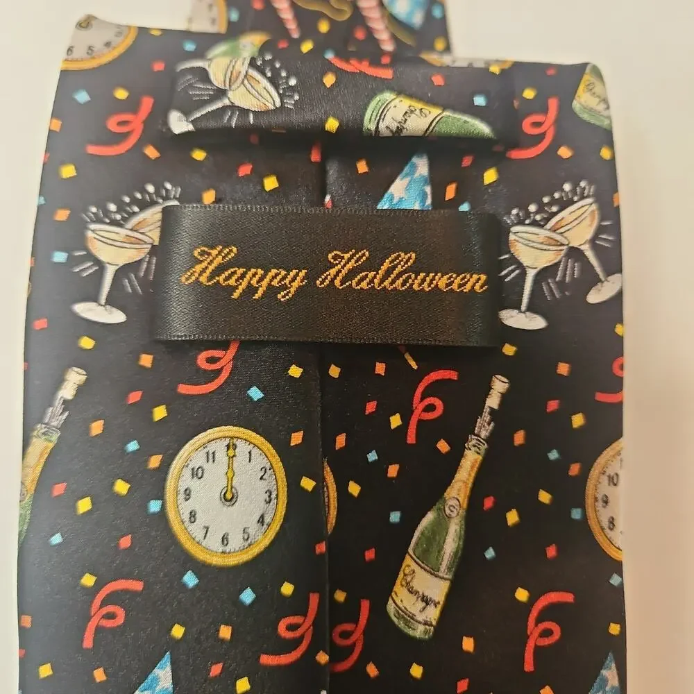 Lot of 2 Holiday Silk Neckties -Merry Christmas / Happy New Year Designs
